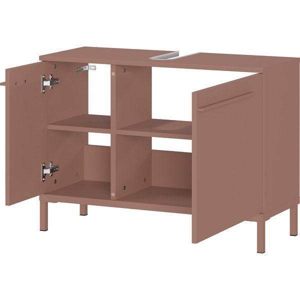 Smeđi ormarić za ispod umivaonika u mat dekoru 80x59 cm Laurino – Germania-image-3