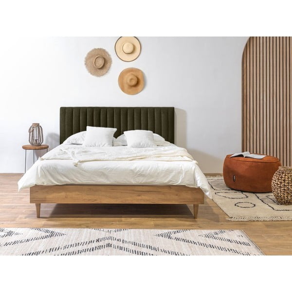 Tamno zeleni/u prirodnoj boji bračni krevet s podnicom 180x200 cm Oceane – Bobochic Paris-image-2