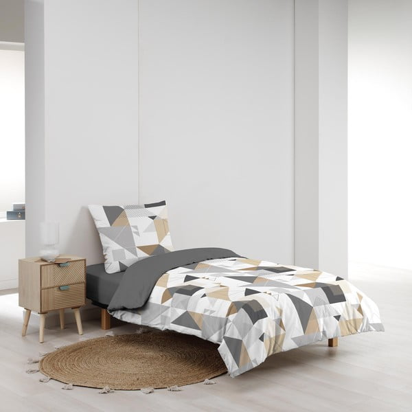 Bijela/siva posteljina za krevet za jednu osobu od mikrovlakana 140x200 cm Trigone – douceur d'intérieur-image-2