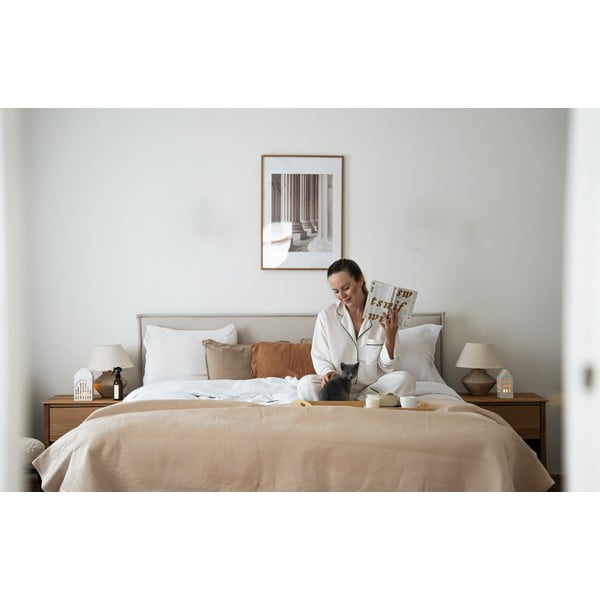 Bež bračni krevet Bobochic Paris Sary Dark, 180 x 200 cm-image-1