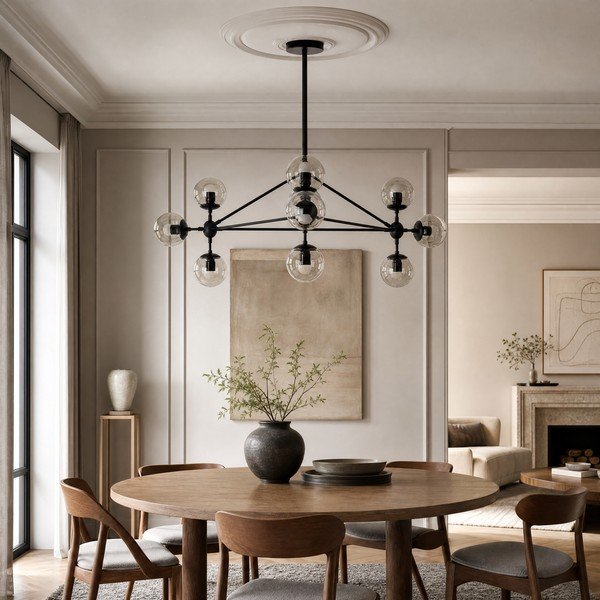 Crna metalna viseća svjetiljka sa staklenim sjenilom Abira – Premier Housewares-image-2