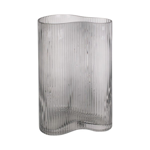 Siva staklena vaza PT LIVING Wave, visina 27 cm