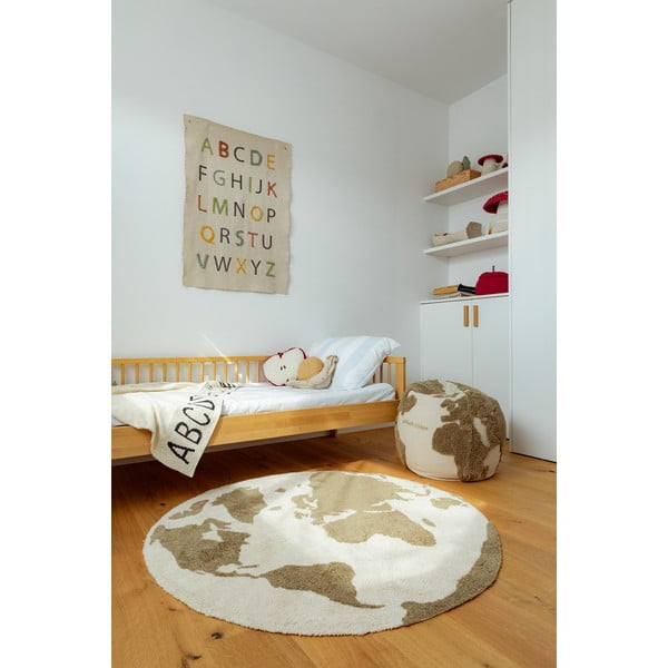 Zeleni/krem periv/ručno rađen pamučan dječji tepih ø120 cm World Map – Lorena Canals-image-3