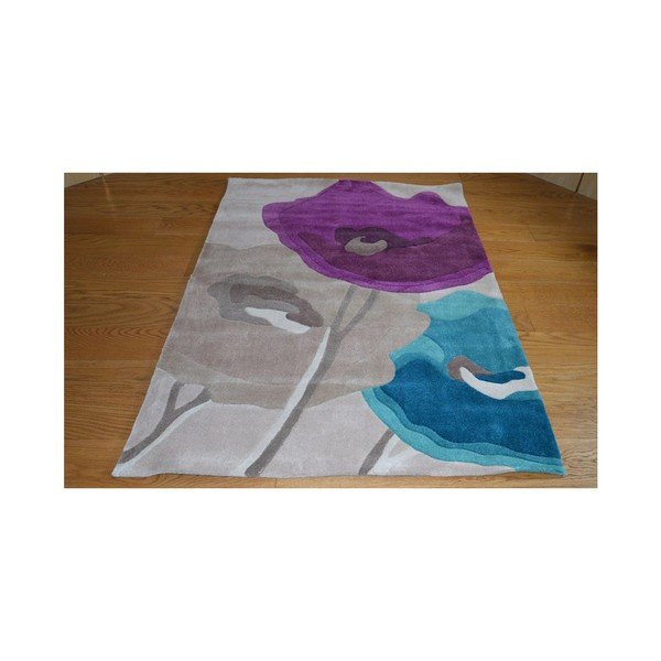 Tepih Cvijeće maka Teal Purple, 120x170 cm-image-1