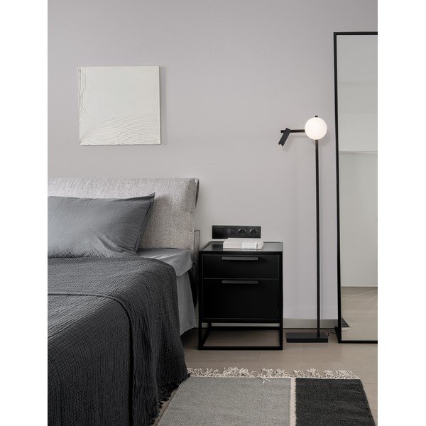 Bijela/crna metalna LED stojeća svjetiljka sa savitljivom konstrukcijom sa staklenim sjenilom (visina 150 cm) Joline – Nova Luce-image-2