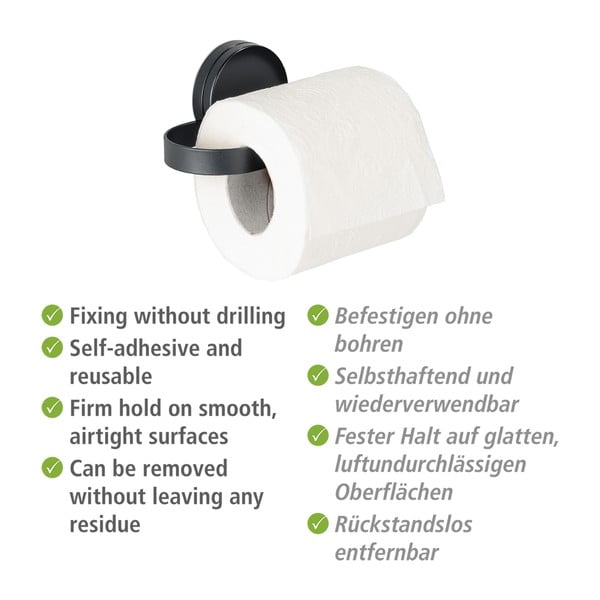Crni držač za toalet papir Wenko Static-Loc® Pavia-image-3