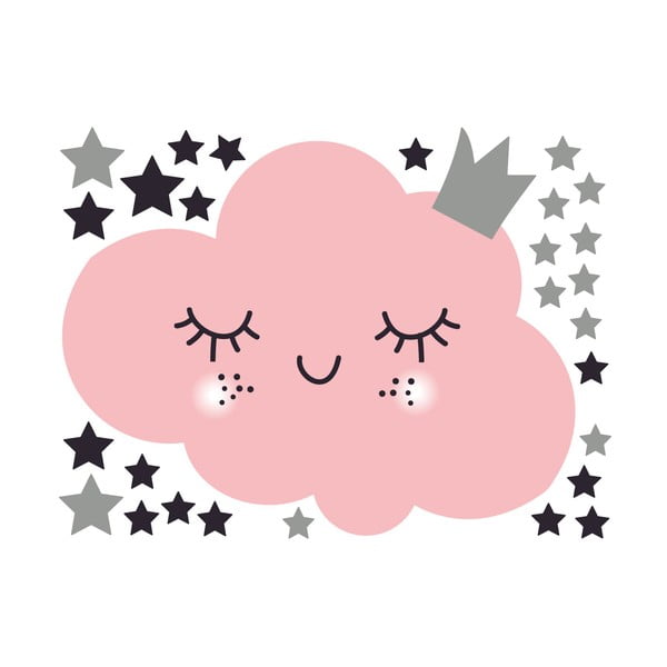 Set zidnih samoljepljivih naljepnica Ambiance Pink Clound and Stars-image-2