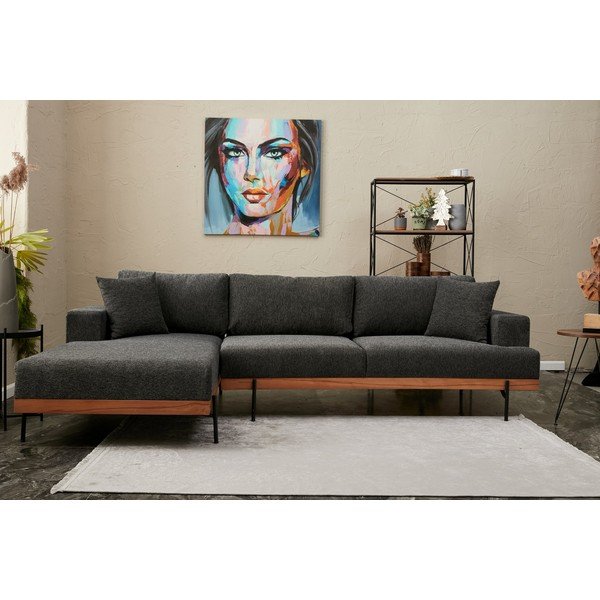 Antracitno siva kutna garnitura (s lijevim kutom) Liva – Balcab Home-image-4