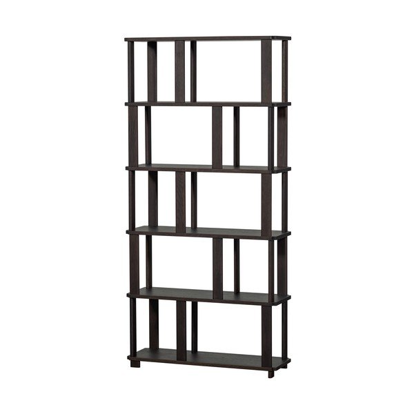 Tamno smeđa biblioteka od punog hrasta 90x186x30 cm Riss – WOOOD-image-3