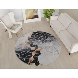 Crno-bijeli perivi okrugli tepih ø 80 cm – Vitaus
