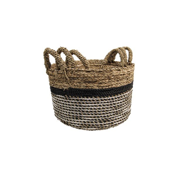 Set od 3 košare za pohranu HSM collection Raffia Natural Gris-image-1
