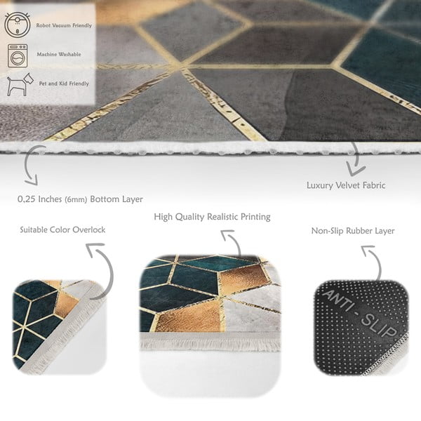 Bijelo-petrolej zeleni perivi tepih 160x230 cm – Mila Home-image-3