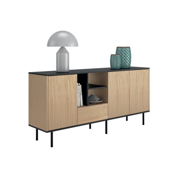Crna niska komoda u dekoru hrasta 170x80 cm Lord - TemaHome -image-3