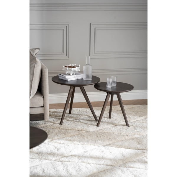 Okrugli pomoćni stolići u setu 2 kom od punog hrasta ø 50 cm Yumi – Rowico-image-1