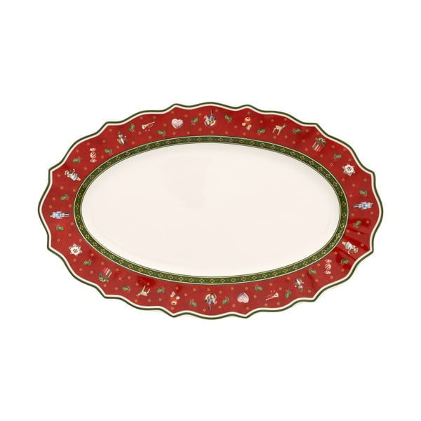 Tanjur za posluživanje od crvenog porculana s božićnim motivom Villeroy & Boch, 38 x 23,5 cm
