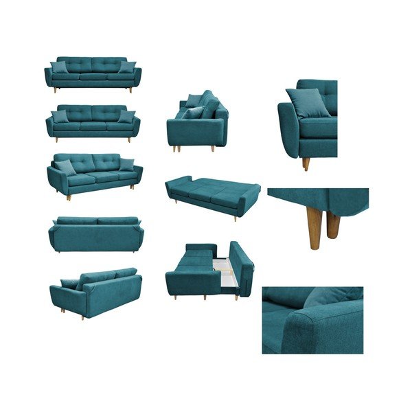 Tirkizna kauč na razvlačenje sa laganim nogama Mazzini Sofas Rose-image-2