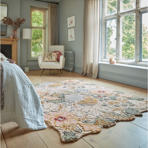 Svijetlo ružičasti ručno rađen vunen tepih 160x230 cm Daphne Shaped Floral – Flair Rugs-image-1
