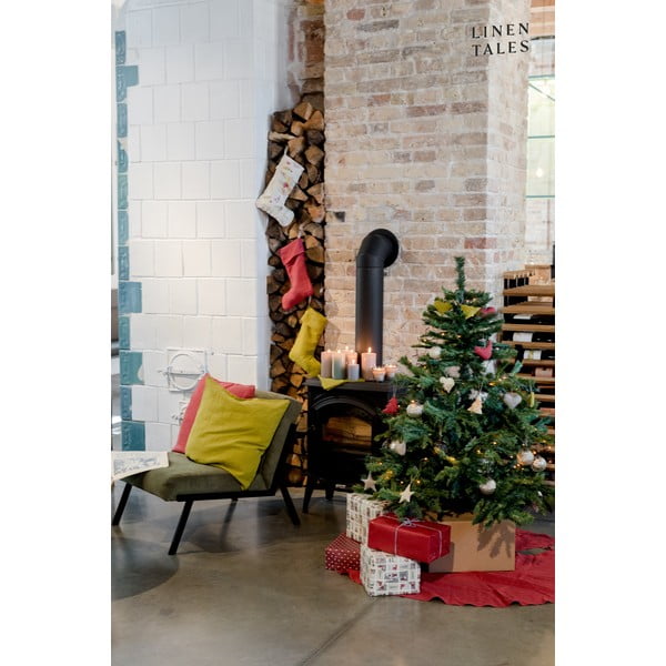 Tekstilna božićna čarapa Christmas Print Natural – Linen Tales-image-3