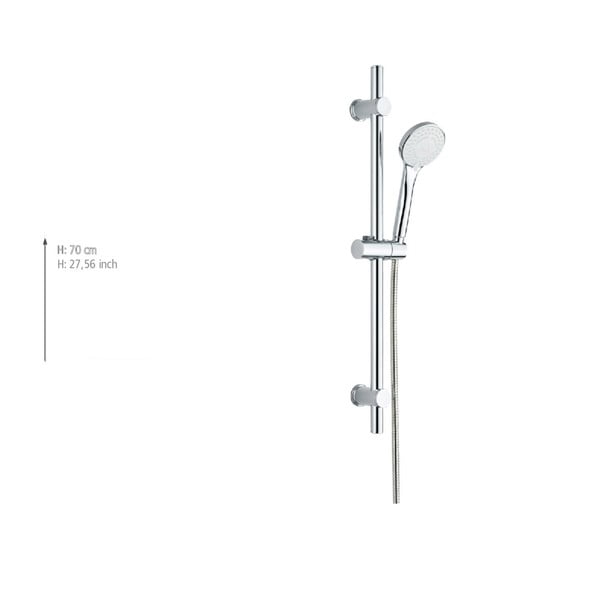 Set za tuš kabinu od nehrđajućeg čelika u srebrnoj boji sa ručnim tušem/s kliznim nosačem 70 cm Uno – Allstar-image-3