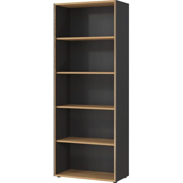 Antracitno siva/u prirodnoj boji biblioteka u dekoru hrasta 75x196x40 cm Podium – Germania-image-3
