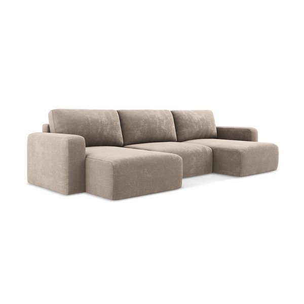 Bež sklopiva/s prostorom za odlaganje kutna garnitura od šenila (u obliku slova "U") Kona – Makamii-image-2