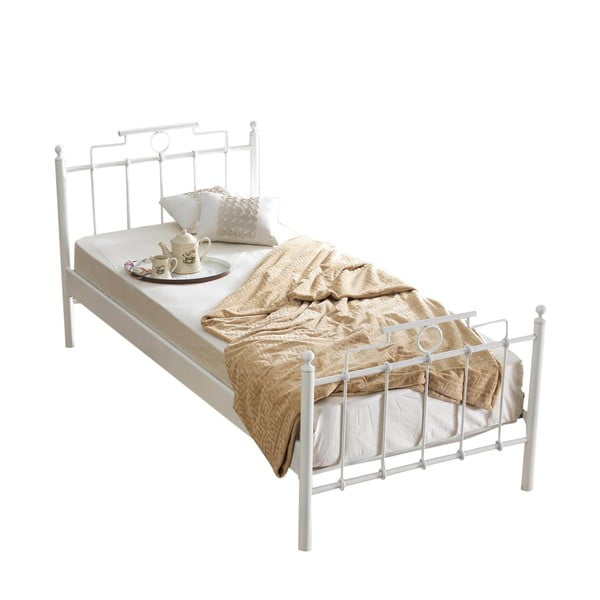 Bijeli metalni krevet s podnicom 90x200 cm Hatkus – Kalune Design