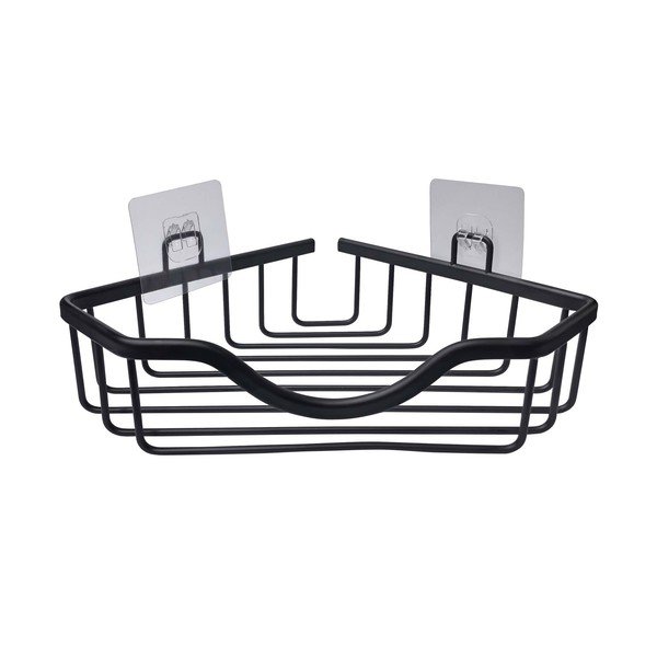 Mat crna kupaonska polica aluminijska s postavljanjem bez bušenja/kutna Filaire Aluminium – douceur d'intérieur