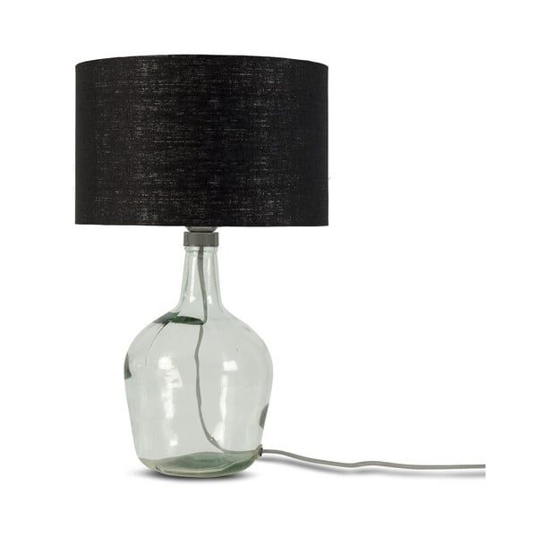 Stolna lampa s crnim sjenilom i konstrukcijom od recikliranog stakla Good &amp; Mojo Murano, ⌀ 30 cm