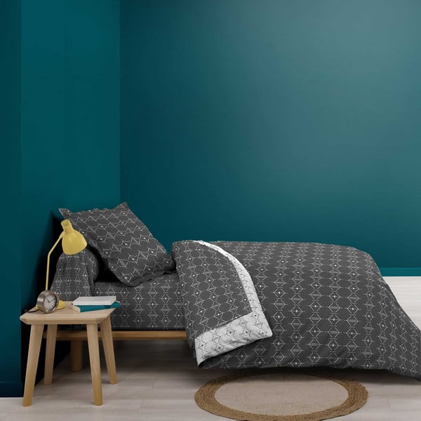 Tamno siva pamučna plahta s gumom 90x190 cm Aristide – douceur d'intérieur-image-1