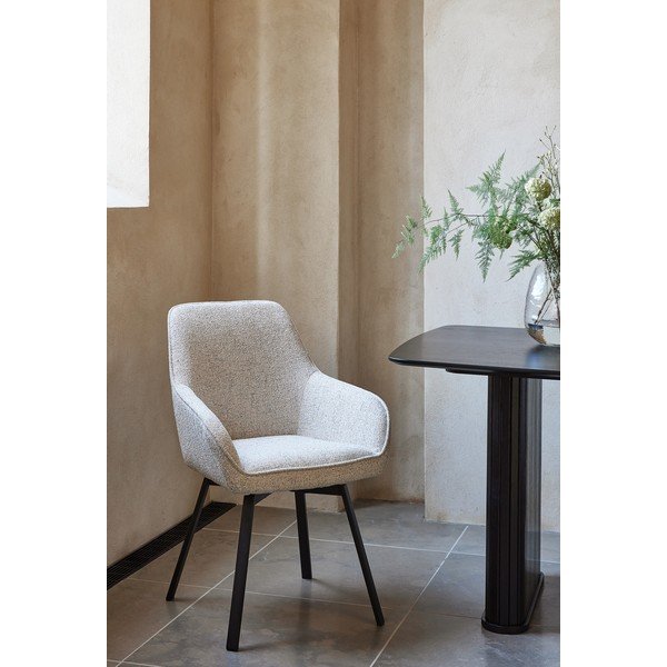 Svijetlo siva podstavljena blagovaonska stolica s naslonima za ruke Alma – Unique Furniture-image-1