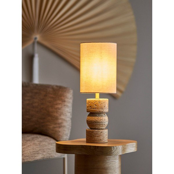 Stolna lampa od kamenine u prirodnoj boji s tekstilnim sjenilom (visina 53 cm) Marci – Bloomingville-image-2