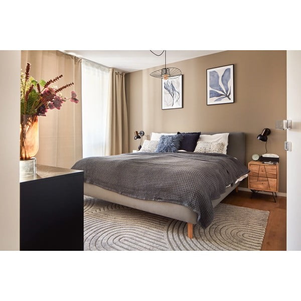 Sivi tapecirani bračni krevet s prostorom za odlaganje s podnicom 160x200 cm Mattis – Meise Möbel-image-1