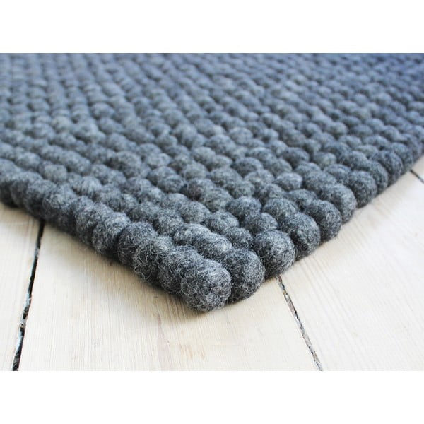 Antracit sivi vuneni tepih Wooldot Ball Rugs, ⌀ 100 x 150 cm
