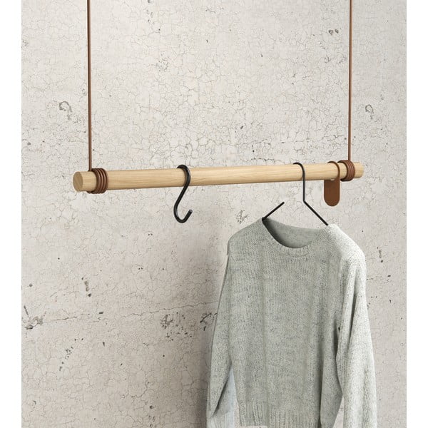 Zidna vješalica od punog hrasta u prirodnoj boji 80 cm Swing M – LIND DNA-image-2