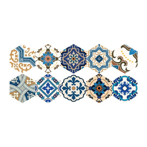 Set od 10 podnih samoljepljivih naljepnica Ambiance Floor Stickers Hexagons Nicoleta, 40 x 90 cm