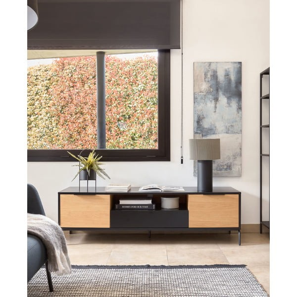 Crno-siva stolna lampa s metalnim sjenilom (visina 50 cm) Domicina - Kave Home-image-3