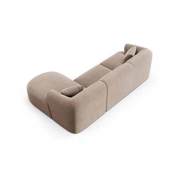 Svjetlo smeđa baršunasti kutna garnitura (s desnim kutom/s ležaljkom) Campi – Cosmopolitan Design-image-4