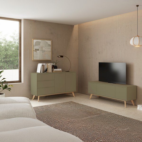 Zelena TV komoda u mat dekoru 140x53x40 cm Campus – Marckeric-image-1