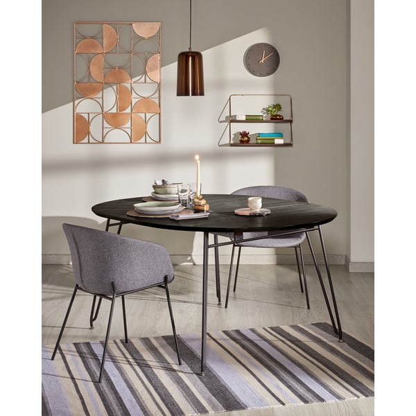 Okrugli proširivi blagovaonski stol s pločom stola u dekoru jasena ø 120 cm Norfort – Kave Home-image-1