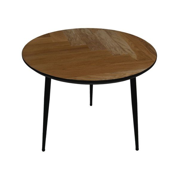 Crni okrugli stolić od hrastovine ø 60 cm Fishbone - HSM collection-image-3