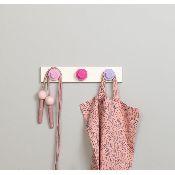 Zidna vješalica u svijetloružičastoj, tamnoružičastoj i tamnosivoj boji LEGO®-image-1