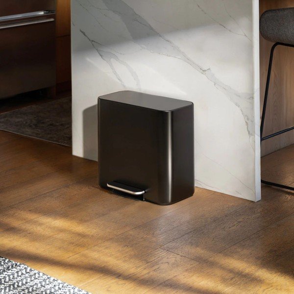 Mat crna željezna kanta za smeće za odvojeni otpad/s pedalom 15 l Dual Mini – simplehuman-image-2