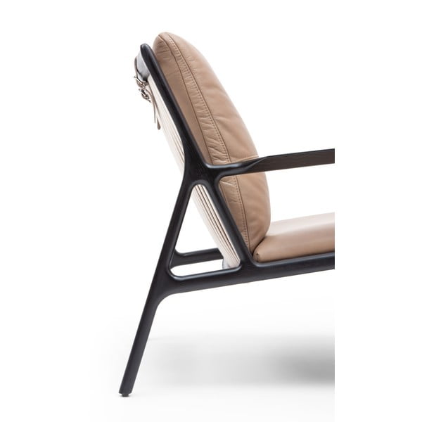 Crna/bež kožna fotelja Dedo – Gazzda-image-4