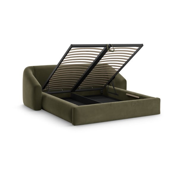 Zeleni tapecirani bračni krevet s prostorom za odlaganje s podnicom 180x200 cm Campi – Cosmopolitan Design-image-1