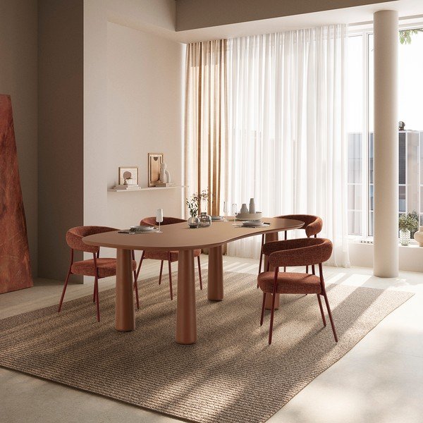 Podstavljene blagovaonske stolice u setu s naslonima za ruke 2 kom boja terakote Yuri – MOME-image-1