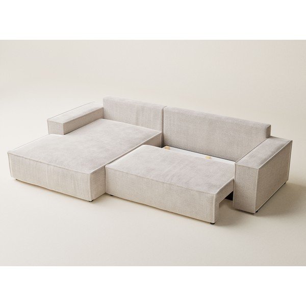 Krem sklopiva/s prostorom za odlaganje kutna garnitura od šenila (s lijevim kutom/s ležaljkom) Maze – Maison de Rêve-image-3