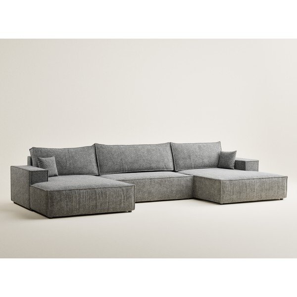 Siva sklopiva/s prostorom za odlaganje kutna garnitura od šenila (u obliku slova "U") Kyoto – Maison de Rêve-image-2