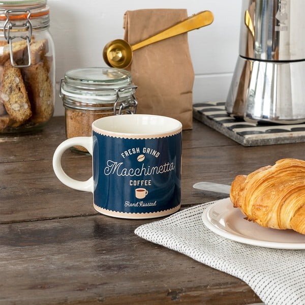 Tamno plava/krem keramička šalica 350 ml Macchinetta – Rex London-image-1