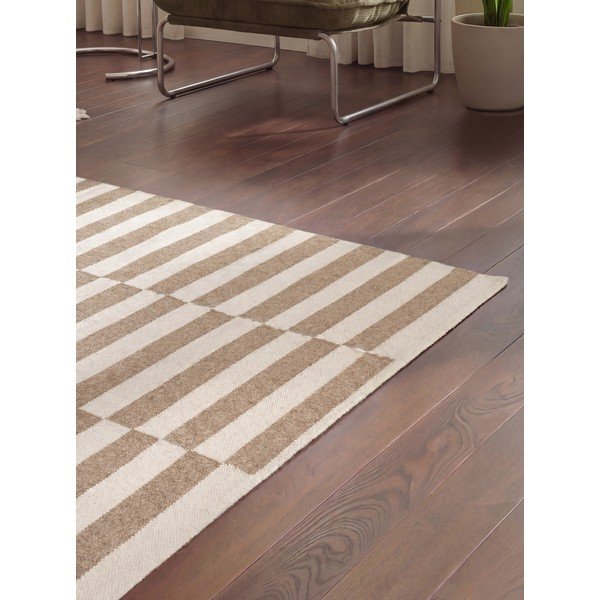 Bijeli/svjetlo smeđi obostrani/ručno rađen vunen tepih 160x230 cm Vika – Hanse Home-image-3