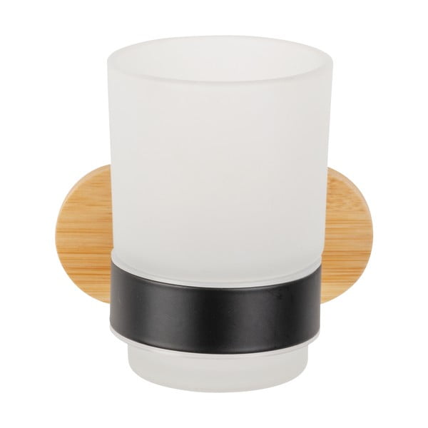 Crna/u prirodnoj boji staklena samoljepljiva čaša za četkice za zube Orea Bamboo – Wenko-image-4